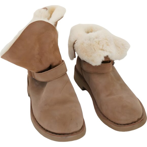 UGG Syden Sheepskin Suede Pull-On Boots Chestnut Women's US 9.5 - Picture 1 of 6